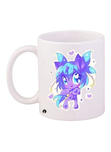 Cartoon Printed Coffee Mug White/Purple/Blue 11ounce