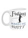 Fishing Makes Me Happy Printed Coffee Mug White/Black 8x9.5x8cm