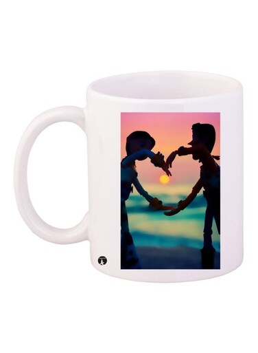 Cartoon Printed Coffee Mug White/Blue/Black 11ounce