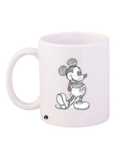 Cartoon Printed Coffee Mug White/Grey 11ounce