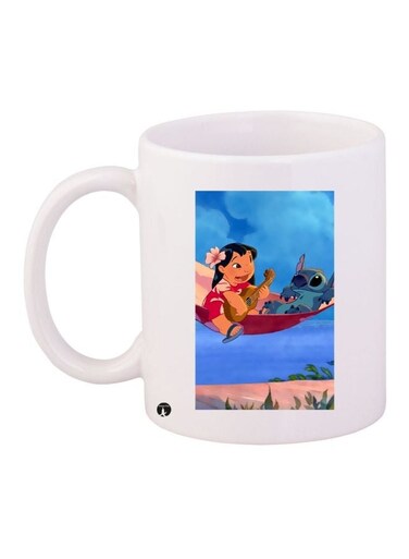 Cartoon Printed Coffee Mug White/Blue/Brown 11ounce