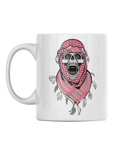 Skull Printed Mug White/Red/Black