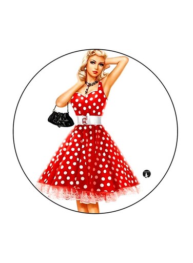 Beautiful Girl Printed Fridge Magnet White/Beige/Red 5.5 x 5.5cm