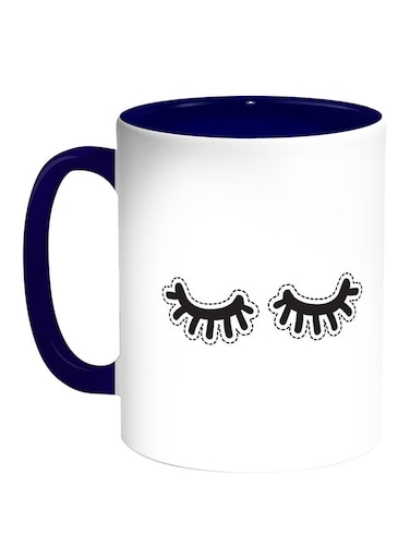 Eyelashes Printed Coffee Mug White/Blue 11ounce