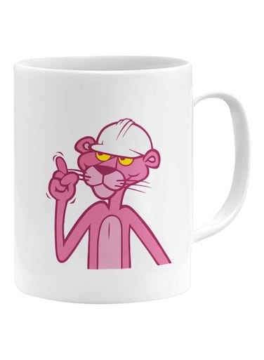 Working Panther Printed Mug White/Pink/Yellow