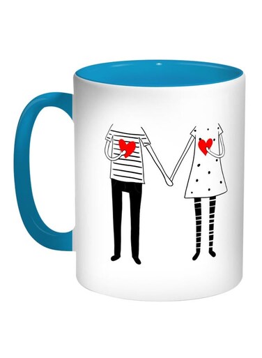 Printed Coffee Mug Turquoise/White/Black