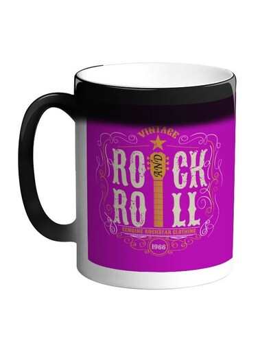 Rock And Roll Printed Colour Changing Coffee Mug Black 325ml
