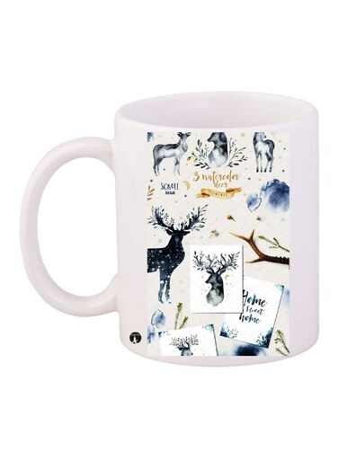 Printed Coffee Mug White/Blue/Brown