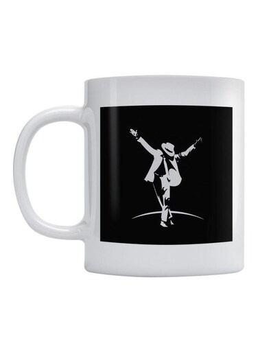 Michael Jackson Printed Ceramic Coffee Mug White/Black 350ml