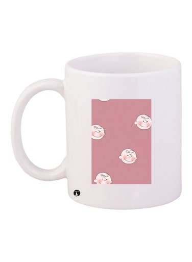 Snoopy Printed Coffee Mug White/Pink/Beige 11ounce
