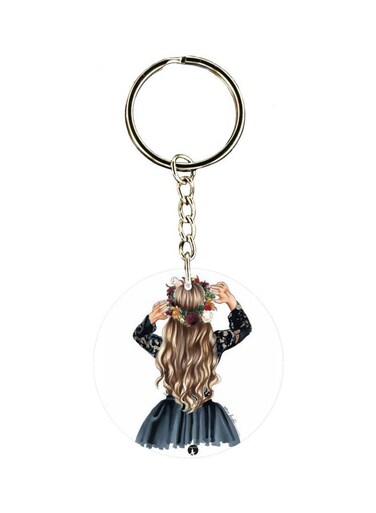 Cartoon Girl Printed Double Sided Keychain