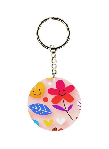 Floral Printed Single Sided Keychain