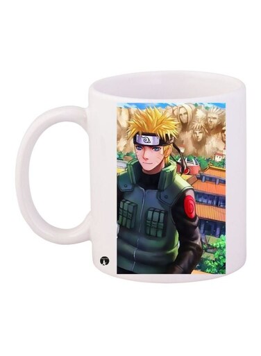Cartoon Printed Coffee Mug White/Yellow/Green 11ounce