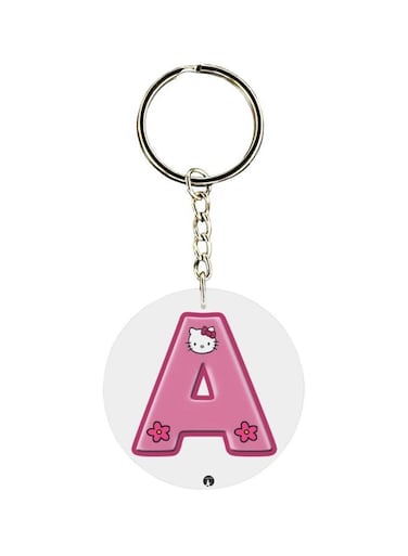 Alphabet A Kitty Cartoon Themed Keychain