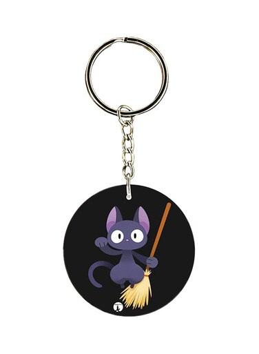 Anime Kikis Delivery Service Printed Keychain Black/Purple/Silver