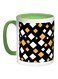 Squares Printed Coffee Mug Green/Black/Yellow 11ounce
