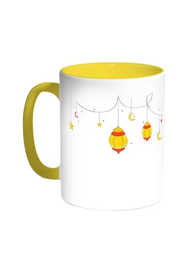 Ramadan Lanterns Printed Coffee Mug Yellow/White 11ounce