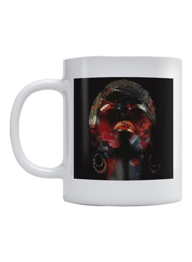 African Beauty Printed Mug White/Black/Red