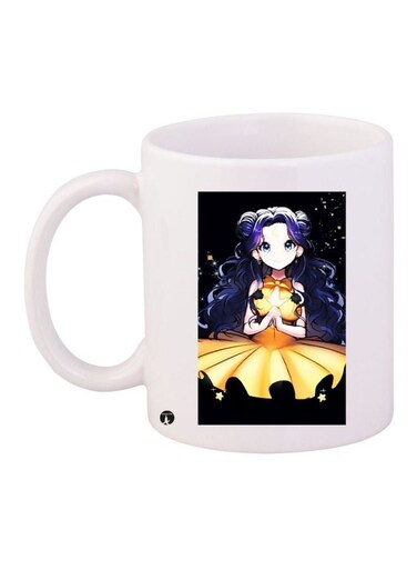 Cartoon Printed Coffee Mug White/Yellow/Black 11ounce