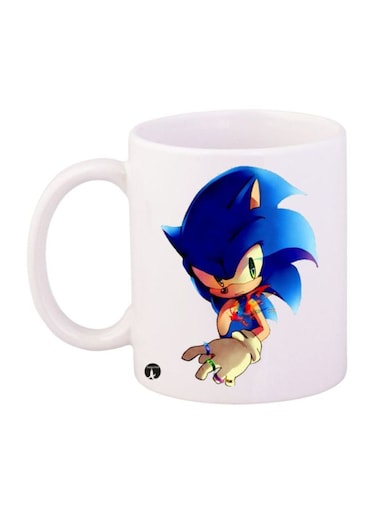 Sonic Video Game Printed Mug White/Blue/Red Standard Size