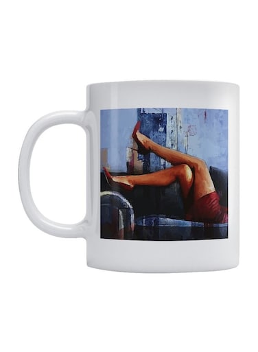 Printed Coffee Mug White/Blue/Brown