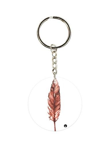 Feather Printed Single Sided Keychain