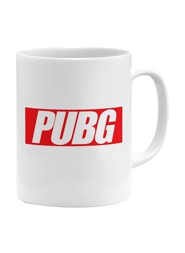 PUBG Gameplay Logo Printed Ceramic Coffee Mug White/Red