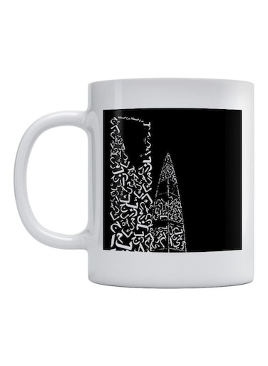 Typography Art Printed Mug White/Black 350ml