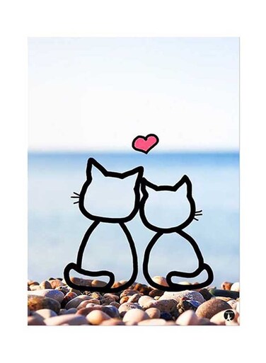 Cats Metal Plate Poster Multicolour 15 x 20cm