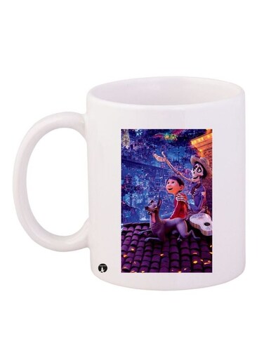 Cartoon Printed Coffee Mug White/Blue/Purple 11ounce