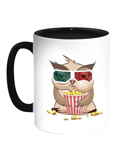 Owl Printed Coffee Mug White/Black 11ounce