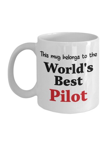 World's Best Pilot Printed Ceramic Coffee Mug White/Black/Red