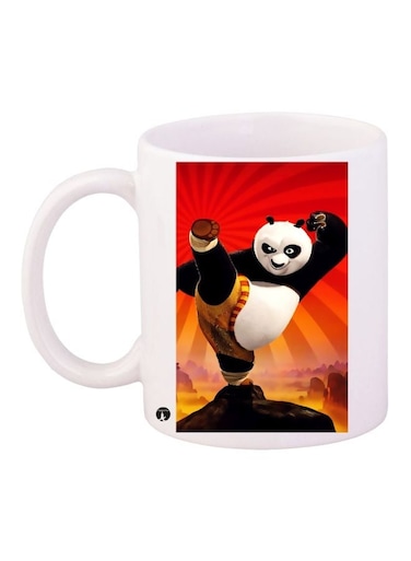 Kung Fu Panda Printed Coffee Mug White/Black/Red 11ounce