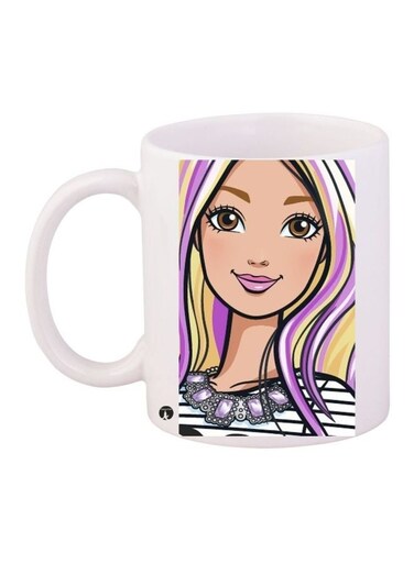 Barbie Printed Coffee Mug White/Beige/Purple 11ounce