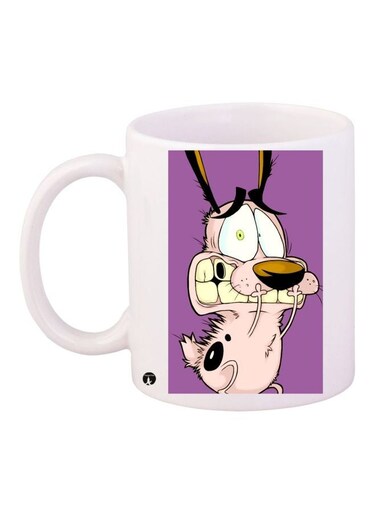 Cartoon Printed Coffee Mug White/Purple/Brown 11ounce