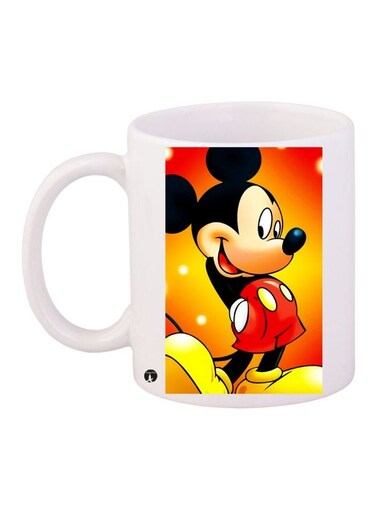 Mickey Mouse Printed Coffee Mug White/Orange/Black