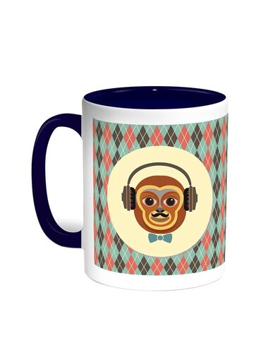 Cartoon Drawings - Monkey Printed Coffee Mug Blue/White 11ounce