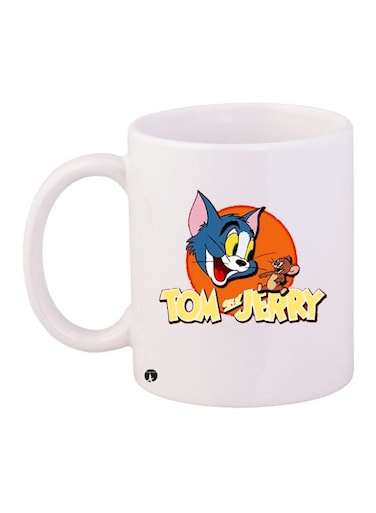 Tom And Jerry Printed Coffee Mug White/Orange/Blue