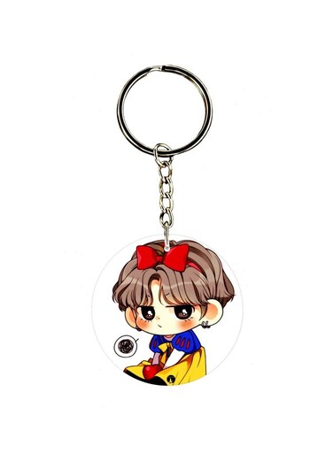 Cartoon Girl Printed Dual Sided Keychain