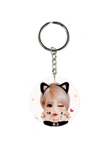 Cat Girl Printed Dual Sided Keychain