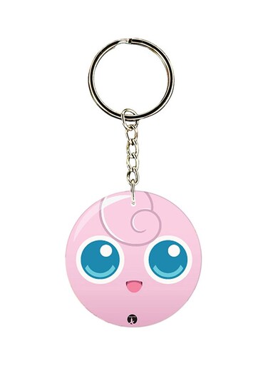 Double Sided Pokemon Printed Keychain Pink/Blue/Silver