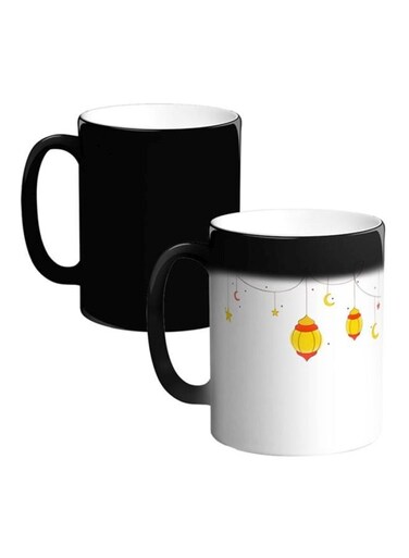 Moon And Stars Printed Magic Coffee Mug White/Red/Yellow 12ounce