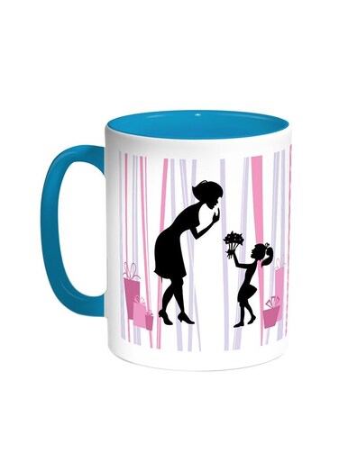 Mother's Day Gift Printed Coffee Mug Turquoise/White 11ounce