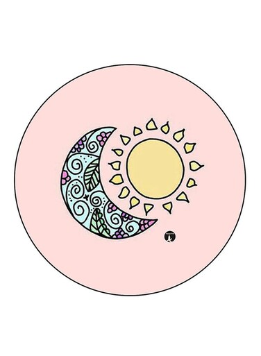 Sun And The Moon Printed Fridge Magnet Round Multicolour