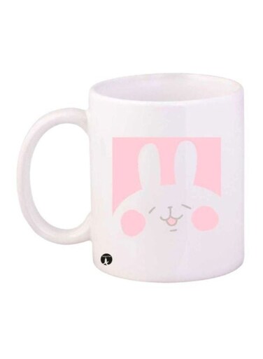 Rabbit Printed Coffee Mug White/Pink