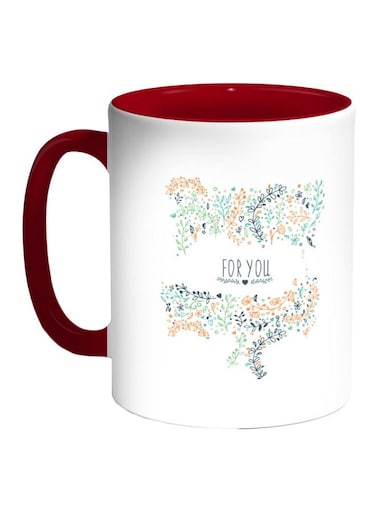 For You Printed Coffee Mug White/Red/Green 11ounce