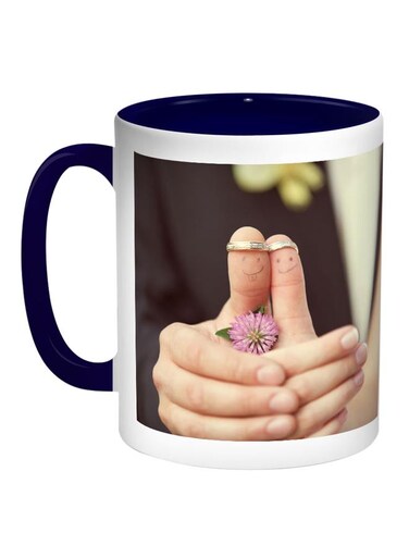 Joy Of Bride Printed Coffee Mug Blue/White/Beige
