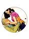 Vintage Art Printed Fridge Magnet Round Multicolour