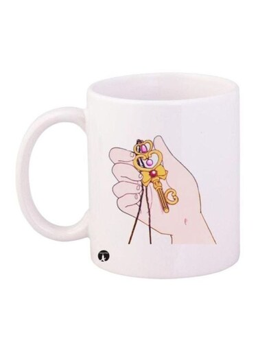 Hand Printed Mug White/Beige/Gold