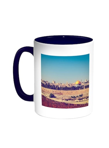 State Of Palestine - Alquds Printed Coffee Mug Blue/White 11ounce